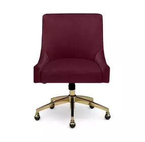 Beatrix Burgundy Performance Velvet Upholstered Swivel Office Chair