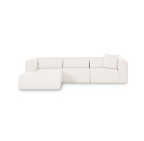 Tarra Cream Performance Fabric 3 Piece Modular Sectional with LAF Chaise and Pillow