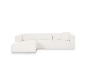 Tarra Cream Performance Fabric 3 Piece Modular Sectional with LAF Chaise and Pillow