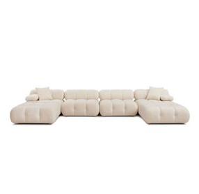 Calliope Off White Performance Velvet 6 Piece Modular U Sectional with Pillows