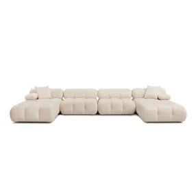 Calliope Off White Performance Velvet 6 Piece Modular U Sectional with Pillows