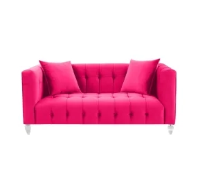 Bea Hot Pink Velvet 66" Loveseat