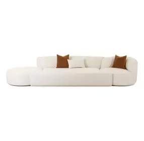 Fickle Cream Boucle 3 Piece Chaise Modular 144" Sofa