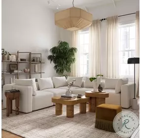 Hangover Cream Boucle 5 Piece Modular L Sectional