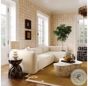 Tarra Fluffy Cream Corduroy Performance Fabric Oversized Modular RAF Sectional