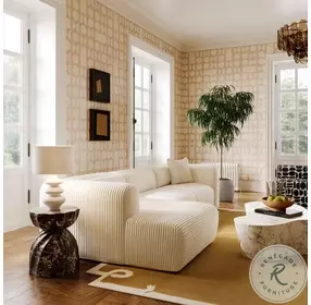 Tarra Fluffy Cream Corduroy Performance Fabric Oversized Modular LAF Sectional