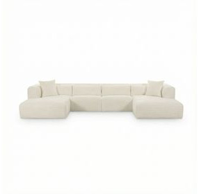 Tarra Cream Performance Fabric 4 Piece Modular Oversized Sectional
