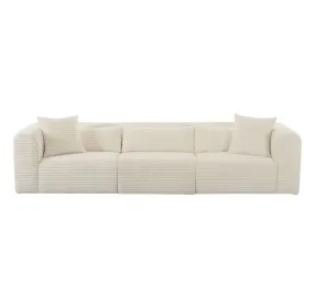 Tarra Fluffy Cream Corduroy Performance Fabric Oversized Modular 118" Sofa