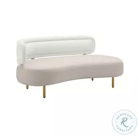 Tischa Cream Boucle and Gray Velvet Sofa
