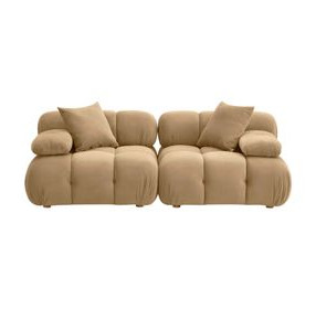 Calliope Cafe Au Lait Performance Velvet Modular 79" Loveseat