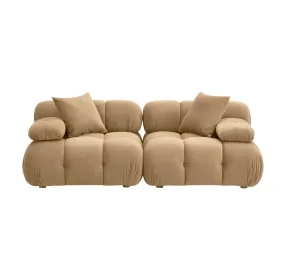 Calliope Cafe Au Lait Performance Velvet Modular 79" Loveseat