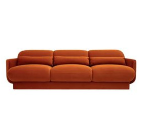 Azalea Rust Orange Velvet 91" Sofa