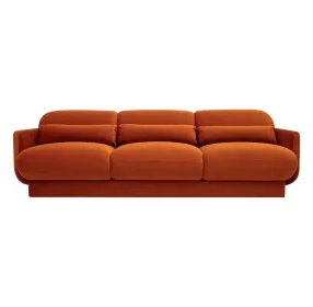 Azalea Rust Orange Velvet 91" Sofa