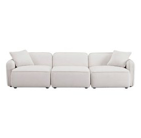 Travie White Sand Performance Corduroy Velvet Modular 112" Sofa