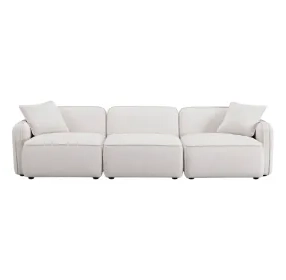 Travie White Sand Performance Corduroy Velvet Modular 112" Sofa