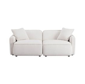 Travie White Sand Performance Corduroy Velvet Modular 78" Loveseat