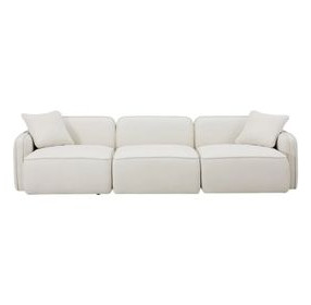 Travie Sand Upcycled Linen Modular 112" Sofa