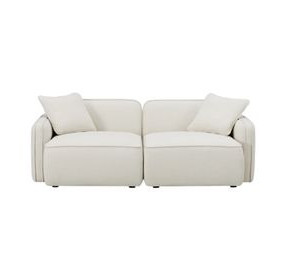 Travie Sand Upcycled Linen Modular 78" Loveseat