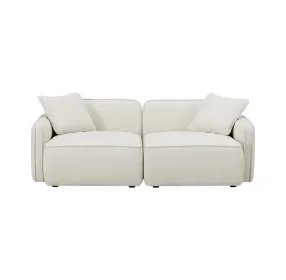 Travie Sand Upcycled Linen Modular 78" Loveseat