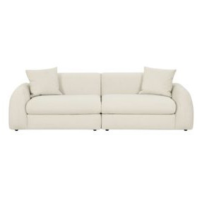 Kourtney Cream Faux Mohair 100" Sofa