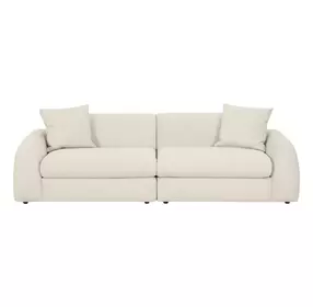 Kourtney Cream Faux Mohair 100" Sofa