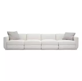Perry Cream Chenille Modular Long 124" Sofa
