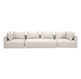 Hangover Cream Heavy Textured Fabric Long 143" Sofa