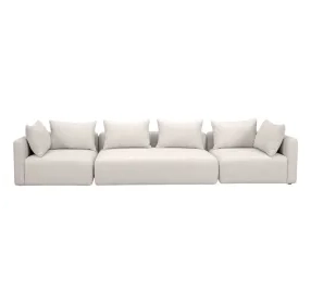 Hangover Cream Heavy Textured Fabric Long 143" Sofa
