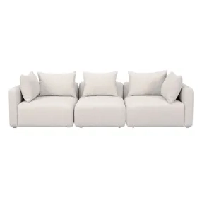 Hangover Cream Heavy Textured Fabric 112" Sofa