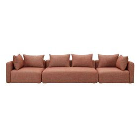 Hangover Sedona Red Textured Fabric Long 143" Sofa