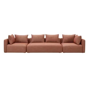 Hangover Sedona Red Textured Fabric Long 143" Sofa