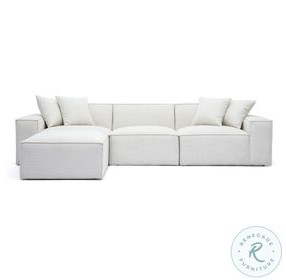 Mindy Cream Chenille Basketweave 116" Modular Sectional