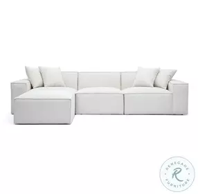 Mindy Cream Chenille Basketweave 116" Modular Sectional