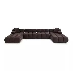 Calliope Dark Brown Performance Velvet 6 Piece Modular U Sectional with Pillow