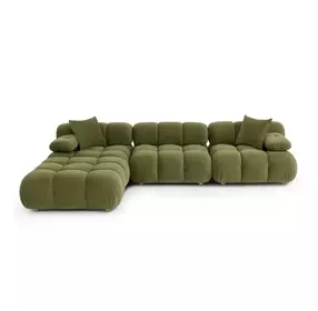 Calliope Olive Green Performance Velvet 4 Piece Modular Sectional with Pillow