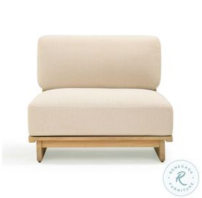Reavan Cream and Light Teak Outdoor Lounge Chair