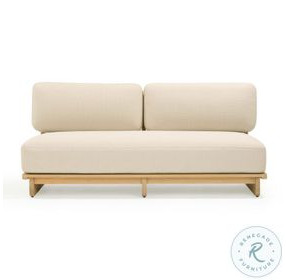 Reavan Cream and Light Teak 67" Outdoor Lounge Sofa