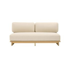 Reavan Cream and Light Teak Outdoor Lounge 67" Sofa