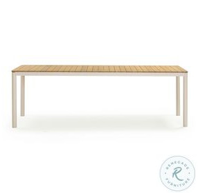 Sardinia Cream and Light Teak 95" Outdoor Dining Table