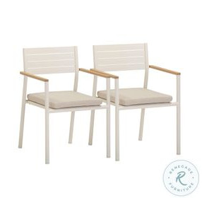 Sardinia Cream and Light Teak Outdoor Dining Chair Set of 2