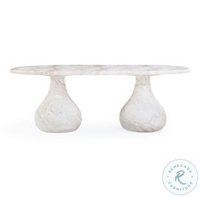 Smooch White Faux Marble Print 87" Outdoor Oval Dining Table