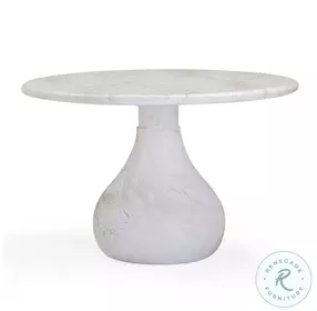 Smooch White Faux Marble Print 47" Outdoor Round Dining Table