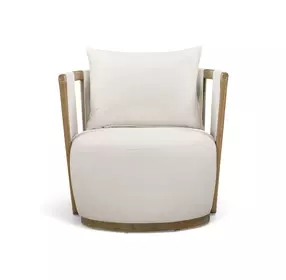 Paolo Cream Performance Fabric Upholstered Outdoor Accent Chair with Pillow