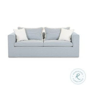 Salty Blue Striped Outdoor Sofa