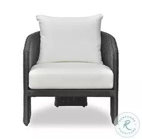 Alexa Black Rattan Performance Fabric Outdoor Armchair