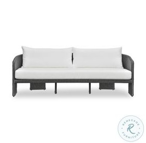 Alexa Black Rattan Performance Fabric 80" Outdoor Sofa