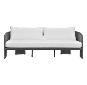 Alexa Black Rattan Performance Fabric Outdoor 80" Sofa