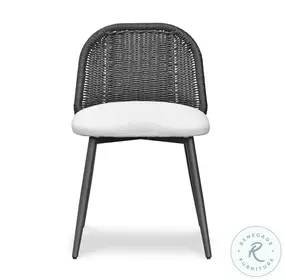 Alexa Black Rattan Performance Fabric Outdoor Dining Chair