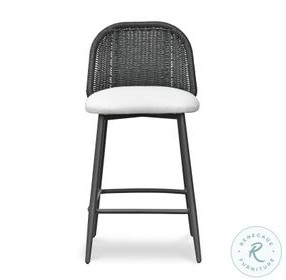 Alexa Black Rattan Performance Fabric Outdoor Counter Height Stool