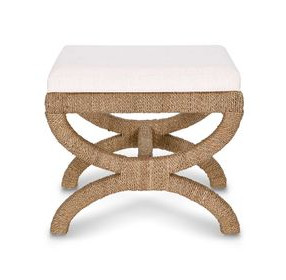 Kappa White Upholstered Accent Stool